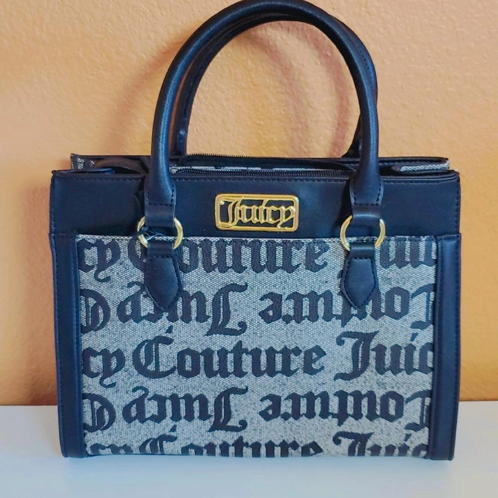 Juicy Couture Black and Gold Satchel with Gold Accents